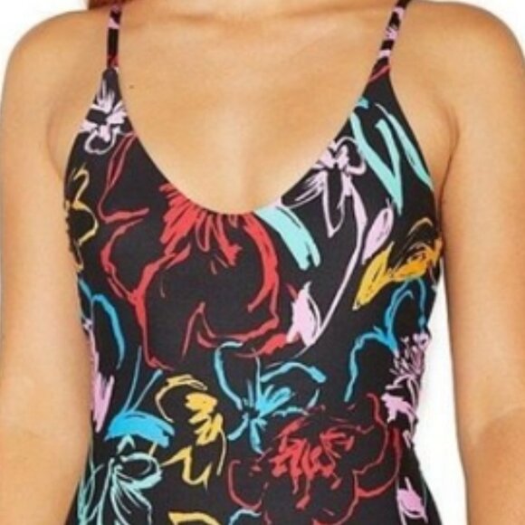 NWT! Hurley Multi Color Painterly Print Low Back One Piece Swimsuit NEW! - Picture 2 of 3